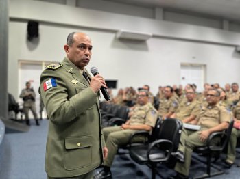 Coronel Paulo Amorim concedeu palestra na abertura do evento. Ascom PMAL