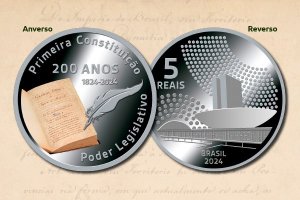 Banco Central lança moeda de R$ 5 comemorativa dos 200 anos da primeira Constituição