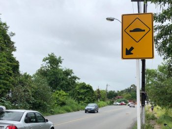 Avenida Jorge Montenegro Barros, na Santa Amélia, está recebendo nova sinalização vertical. Foto: Ascom SMTT