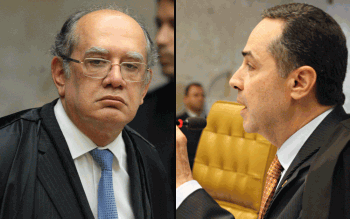 Os ministros Gilmar Mendes (esq.) e Luís Roberto Barroso (Foto: Carlos Moura e Gervásio Baptista/SCO/STF)