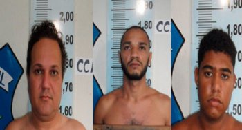 Carlos André Moura e Silva, 41 anos, Alexandre César Romão Júnior, 25 anos, e Bruno Gouveia de Santana, 32 anos. (Fotos: Ascom/PC)