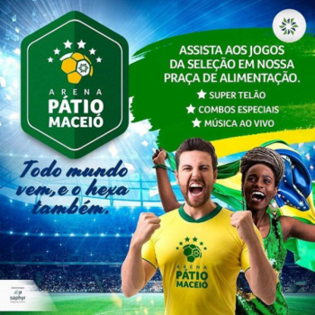 Clientes, funcionários e lojistas poderão acompanhar os jogos da Seleção Brasileira na praça de alimentação