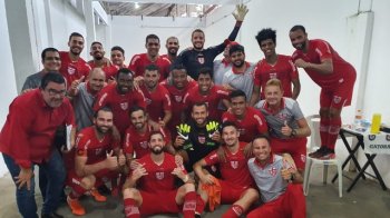 Jogadores do CRB comemoram classificação para segunda fase da Copa do Brasil (Foto: Divulgação/Ascom CRB)