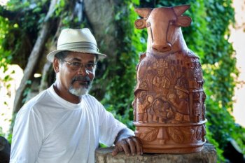 Mestre João das Alagoas terá sua obra “Boi Bumbá” instalada na orla de Maceió. (Fotos: Kaio Fragoso)