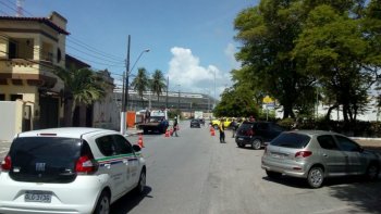 Agentes de trânsito participaram de fiscalização na parte baixa da cidade. (Foto: Ascom SMTT)