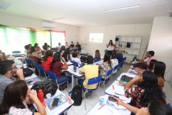 Capacitação foi realizada no Núcleo de Educação Infantil Ednalma Texeira, na Barra Nova, e foi direcionada aos professores mediadores do programa