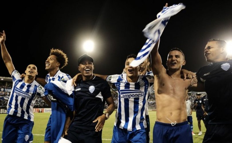 Azulinos comemoraram junto com a torcida (Foto: Jonathan Lins/G1/)