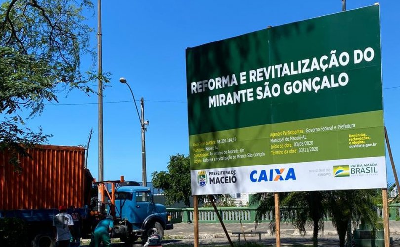 Revitalização do Mirante São Gonçalo é fruto de parceria entre Prefeitura de Maceió, MTur e Caixa Econômica (Foto: Ascom Semtel)