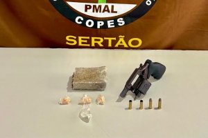 PM apreende arma e drogas durante ação em Olho D’Água das Flores