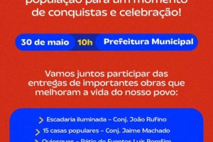 Prefeito Jorge Galvão entrega quatro obras em Jundiá nesta sexta