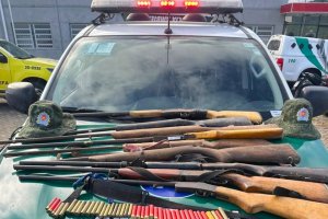 Batalhão Ambiental apreende nove armas e resgata aves silvestres em São José da Laje