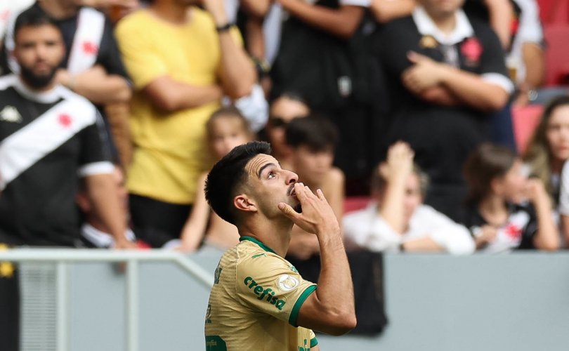 Flaco López marcou o gol da vitória. Foto: Cesar Greco/Palmeiras