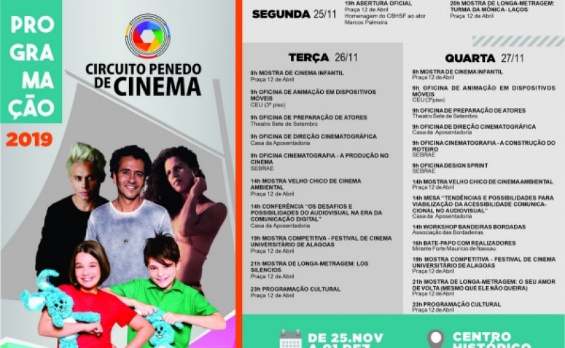 O Circuito Penedo de Cinema chega à edição 2019 com 60 filmes na programação, entre curtas e longas-metragens