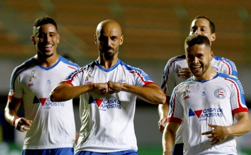 Thaciano marca seu primeiro gol com a camisa do Bahia (Foto: Felipe Oliveira/Divulgação/E.C. Bahia)