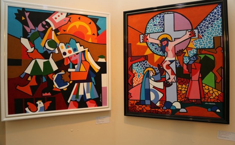 Diversos direcionamentos foram usados como o realismo, surrealismo e o cubismo, como este acima (Foto: Lucas Ferreira)