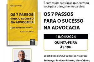 Advogado Cláudio Canuto lança seu primeiro livro em Arapiraca