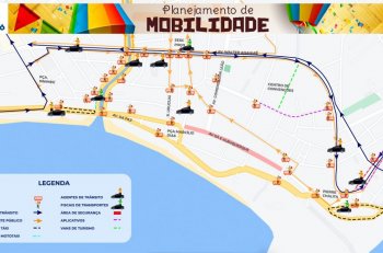 Mapa ilustrativo da organização do trânsito nos sete dias dos festejos juninos no polo Jaraguá