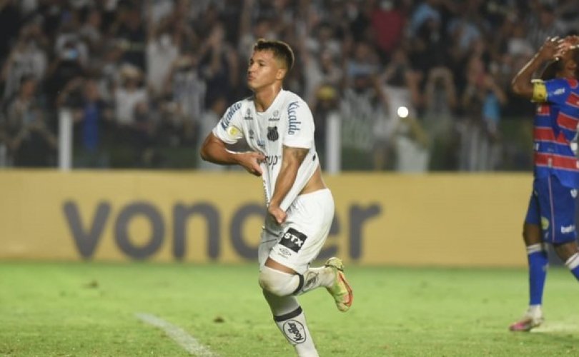 Marcos Leonardo comemora gol que firmou vitória santista (Foto: Ivan Storti/SantosFC)