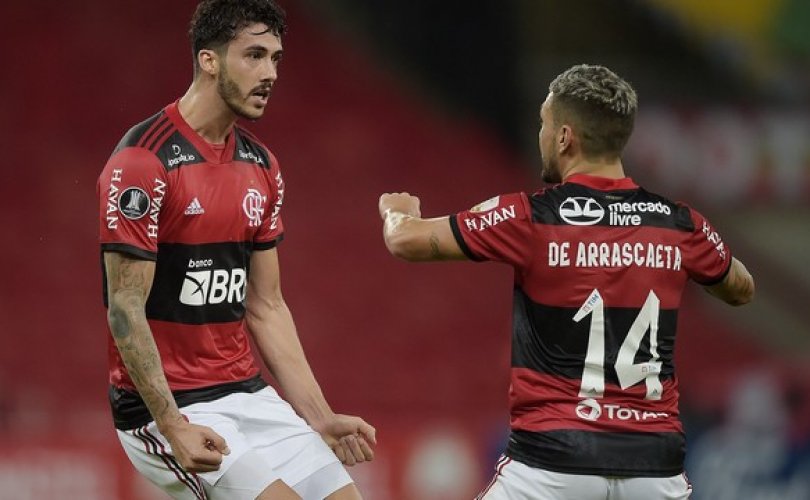 Gustavo Henrique comemora gol em Flamengo x LDU (Foto: Staff Images/Conmebol) 